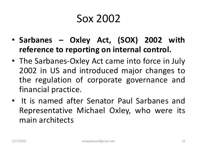 a primer on sarbanes oxley (sarbanes-oxley research paper example case study: a primer on sarbanes-oxley y a company to maintain synchronization with sarbanes-oxley act. a primer on sarbanes oxley (sarbanes-oxley research paper example case study: a primer on sarbanes-oxley y a company to maintain synchronization with sarbanes-oxley act.